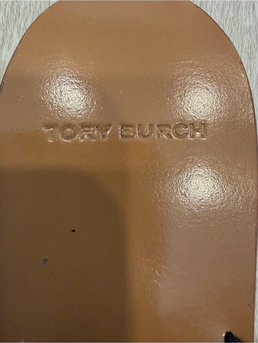 Tory Burch Black Leather Thong Sandals with Tan Footbed